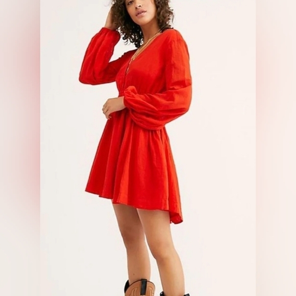 Free People Formentera Red Mini Dress - Picture 1 of 13